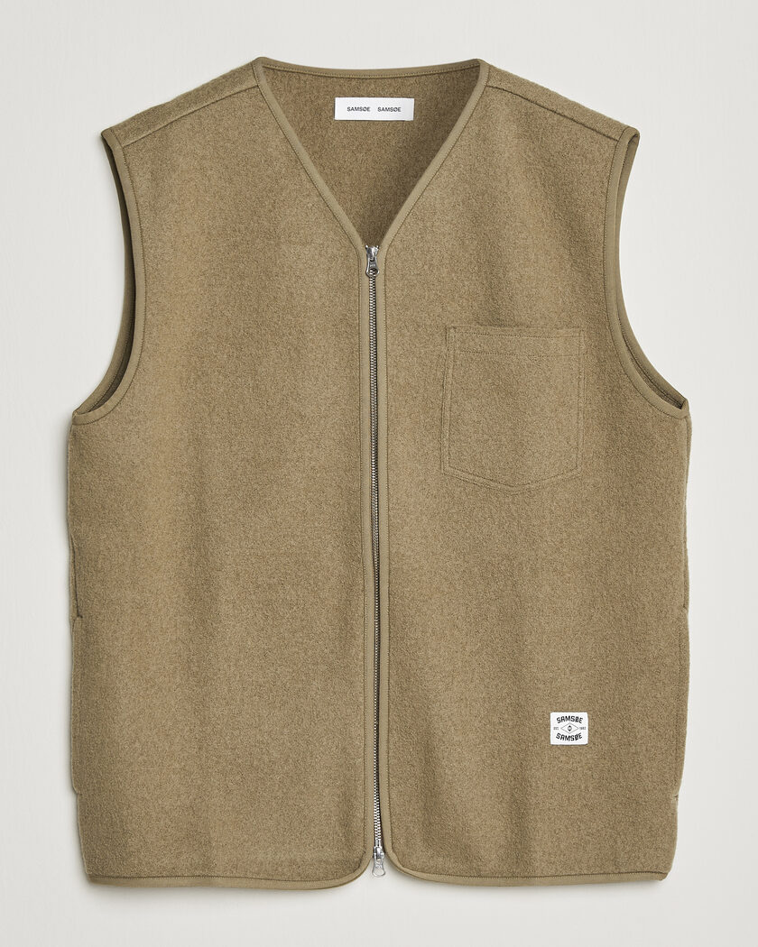 Samsøe Samsøe Hannes Boiled Wool Vest Lead Gray – Beige