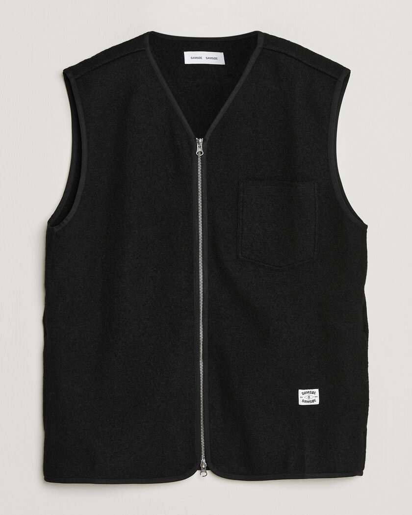 Samsøe Samsøe Hannes Boiled Wool Vest Black – Svart
