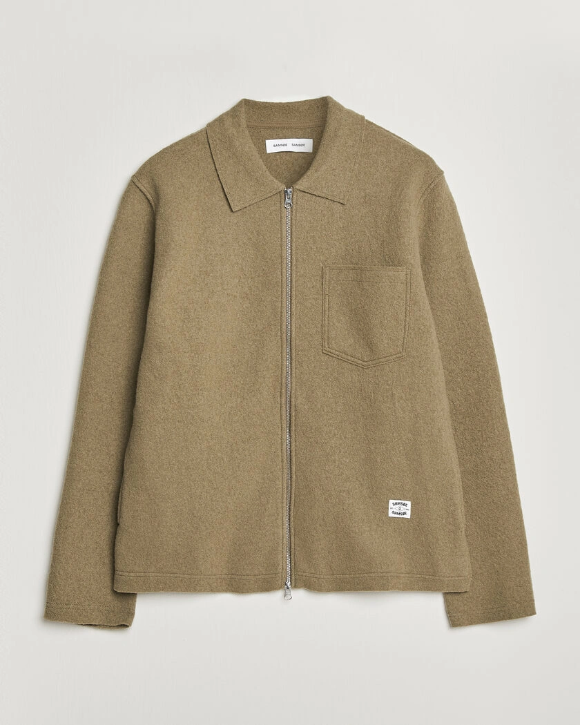 Samsøe Samsøe Hannes Boiled Wool Full Zip Lead Gray – Beige