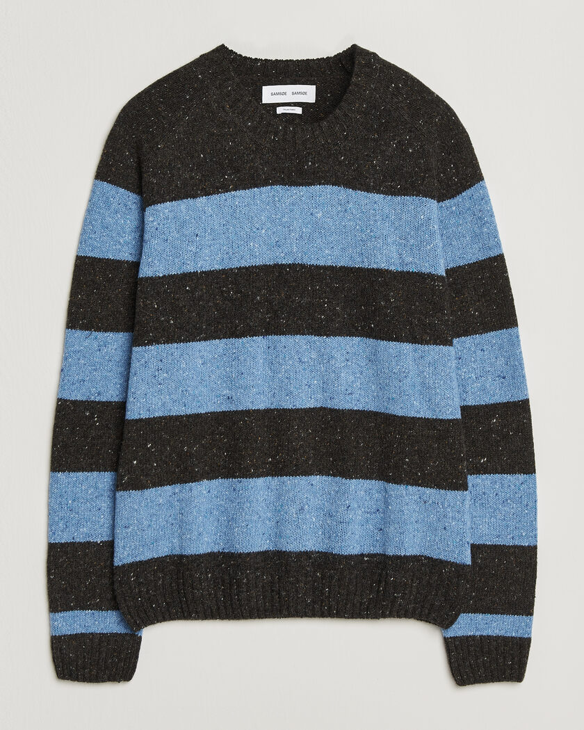Samsøe Samsøe Nate Donegal Wool Knitted Striped Sweater Brown/Blue – Flerfarget
