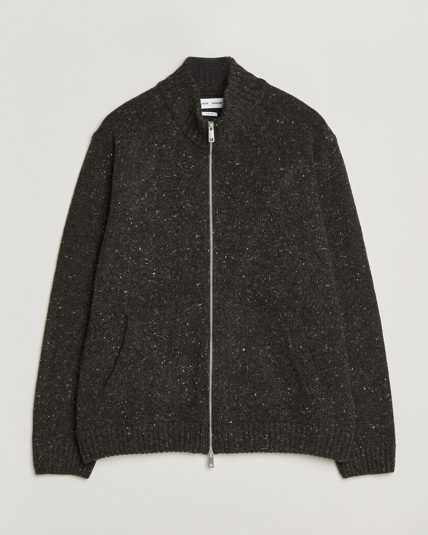 Samsøe Samsøe Nate Donegal Wool Knitted Full Zip Delicioso – Brun