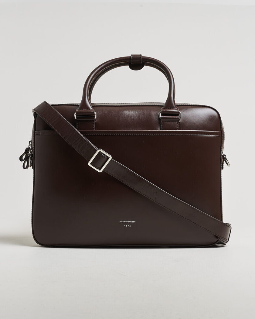 Tiger of Sweden Bosun Smooth Leather Briefcase Dark Brown – Brun