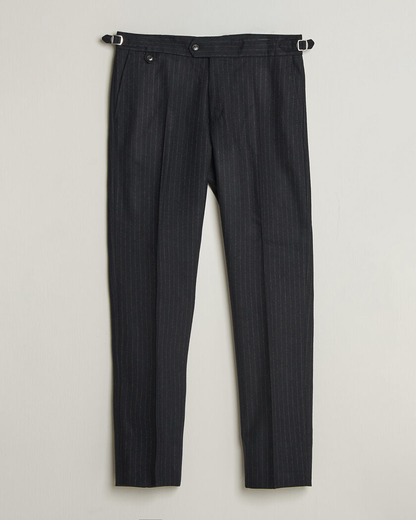 Tiger of Sweden Tense Wool Pleated Pinstriped Trousers Blue Function – Blå