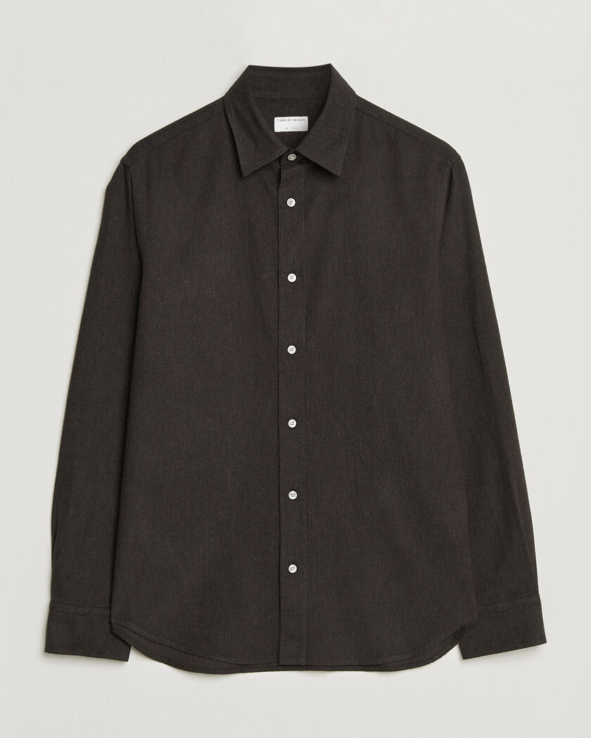 Tiger of Sweden Bjorn Brushed Cotton Shirt Espresso – Brun