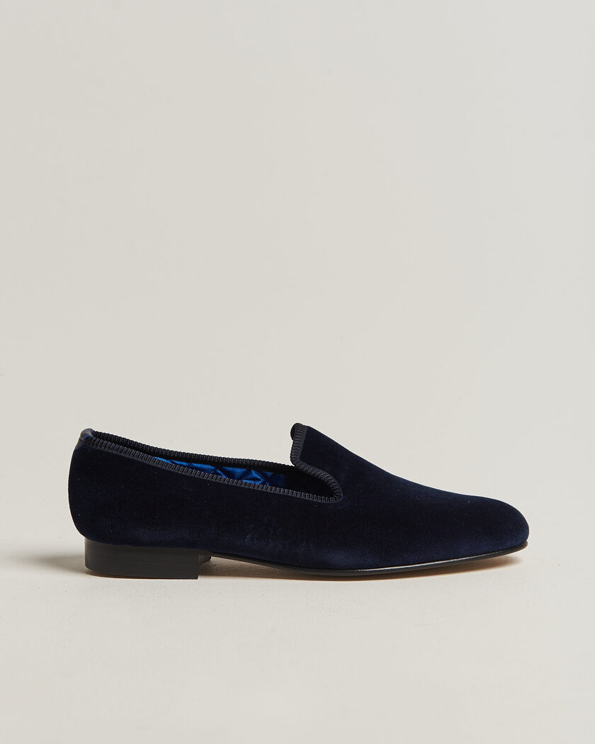 Bowhill & Elliott Plain Albert Pump Navy Velvet – Blå