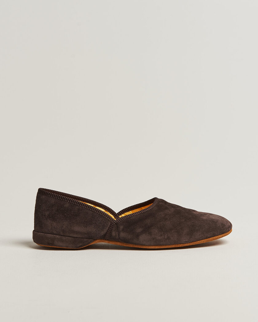 Bowhill & Elliott Grecian Indoor Slippers Chocolate Suede – Brun