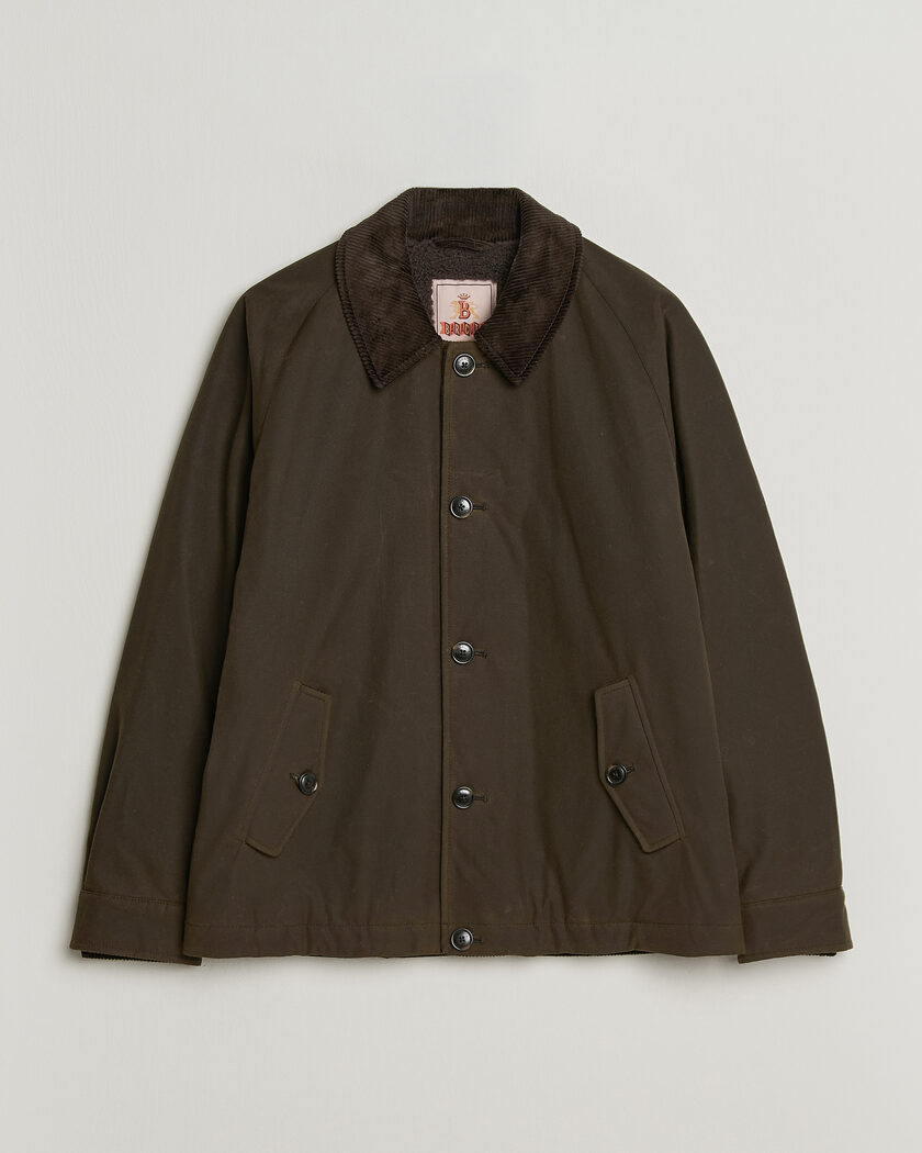 Baracuta Waxed Sherling Lined Deck Jacket Deep Moss – Grønn