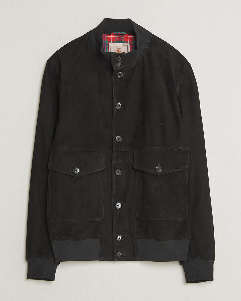 Baracuta Suede Blouson Jacket Black – Svart