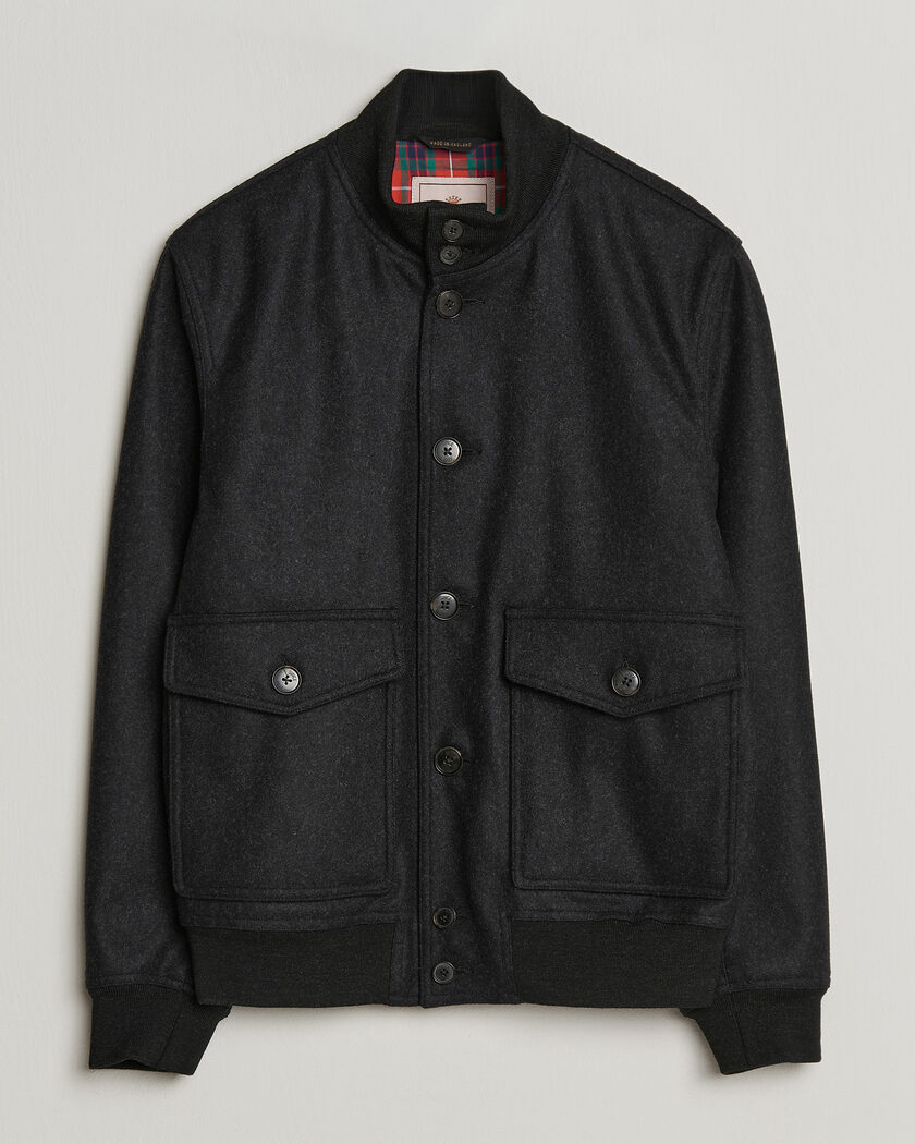 Baracuta Melton Wool Blouson Jacket Charcoal – Grå