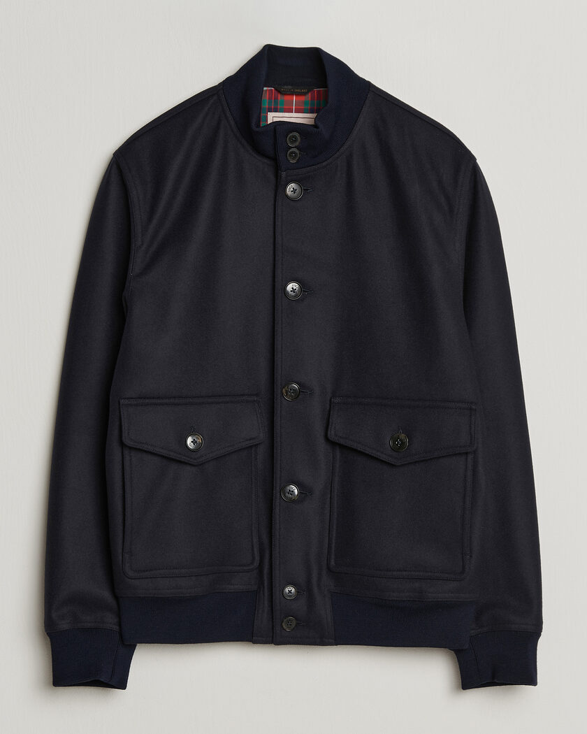 Baracuta Melton Wool Blouson Jacket Deep Blue – Blå
