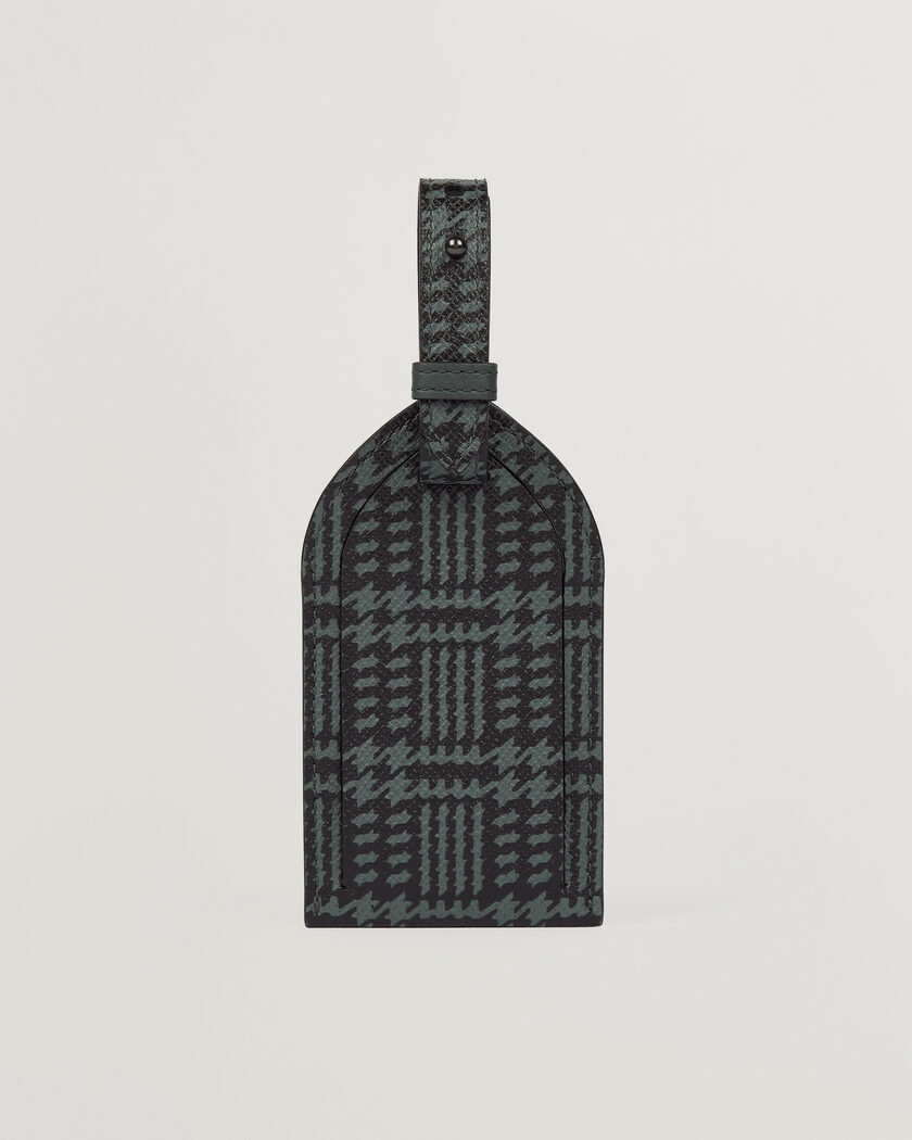Smythson Panama Tweed Luggage Tag Slate Green – Grønn
