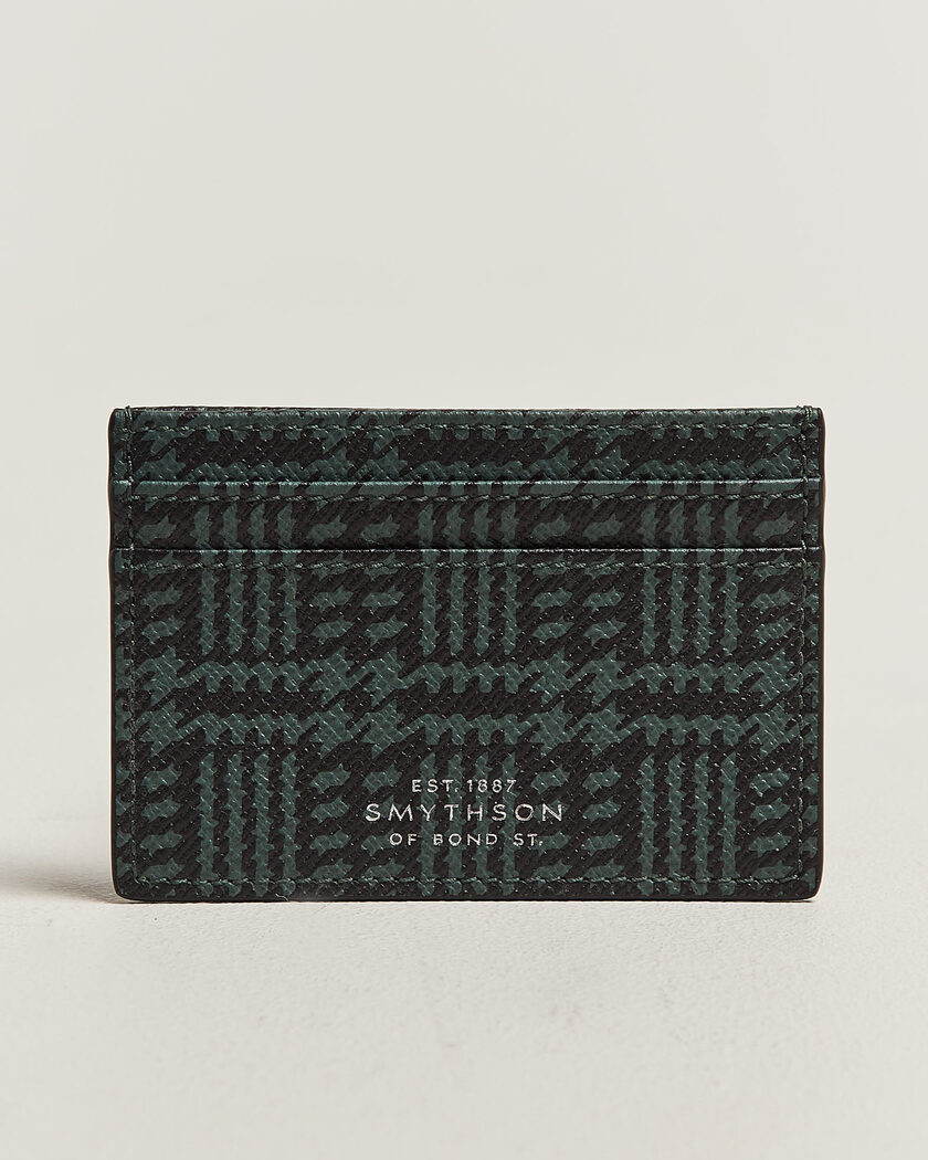 Smythson Panama Tweed Flat Cardholder Slate Green – Grønn