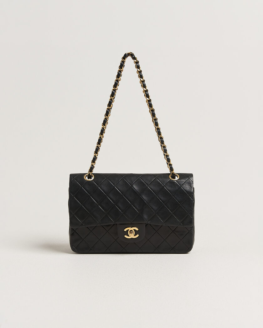 Chanel Pre-Owned Classic Medium Double Flap Bag Lambskin Black – Svart