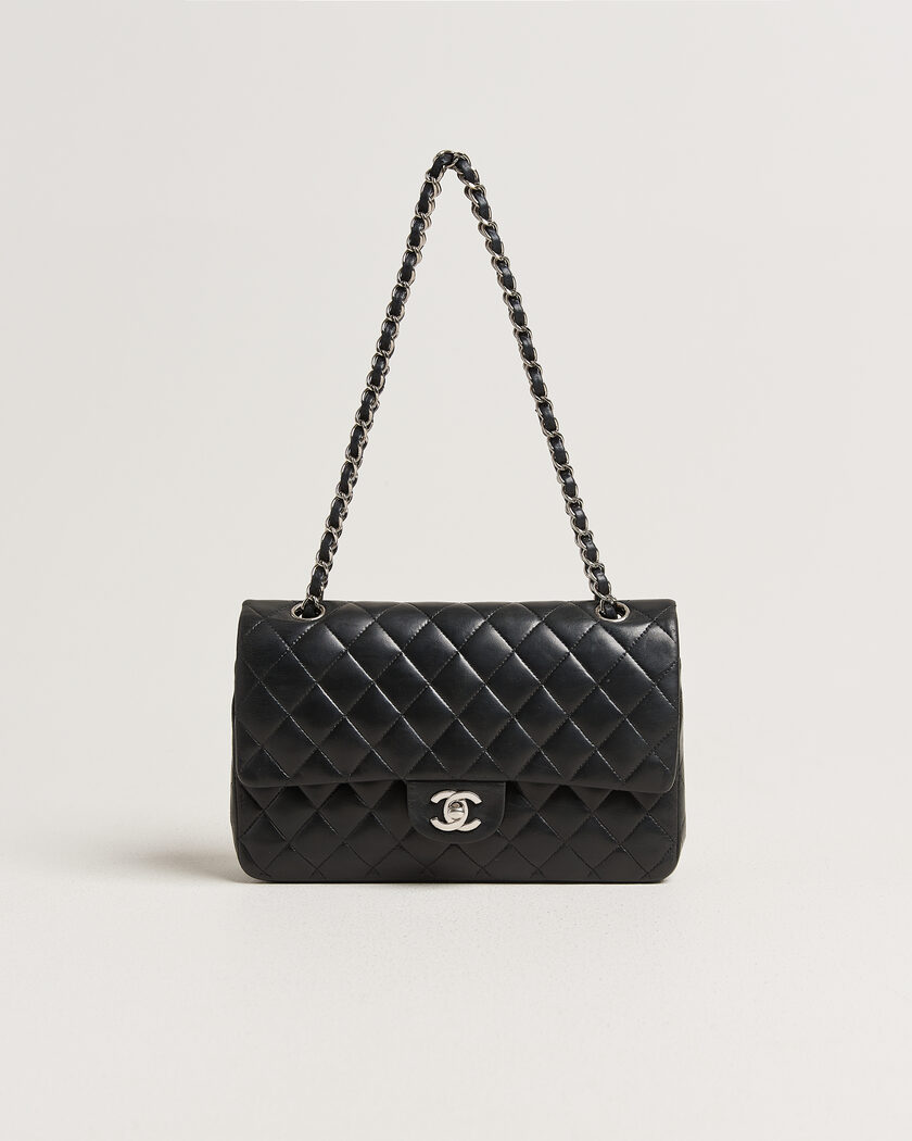 Chanel Pre-Owned Classic Medium Double Flap Bag Lambskin Black – Svart