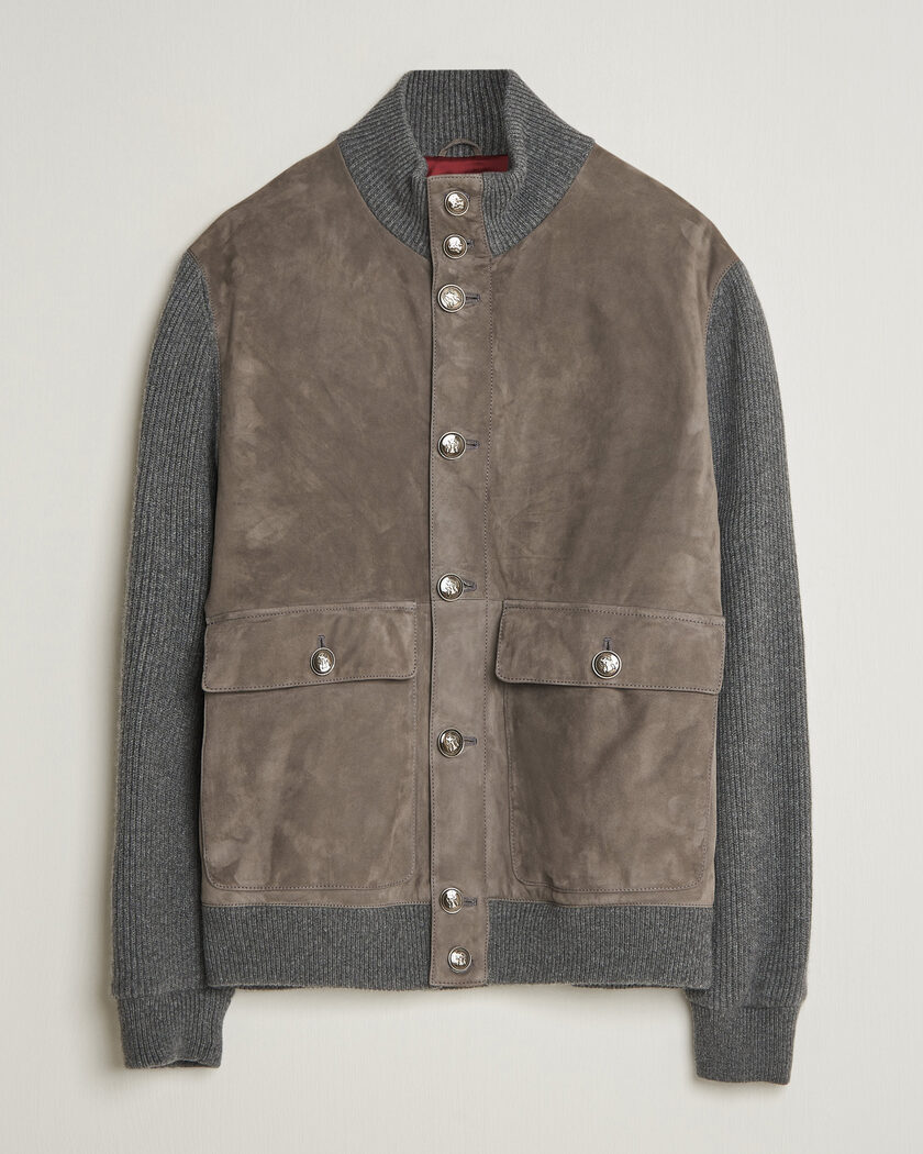 Brunello Cucinelli Cashmere/Suede Down Jacket Grey Melange – Grå