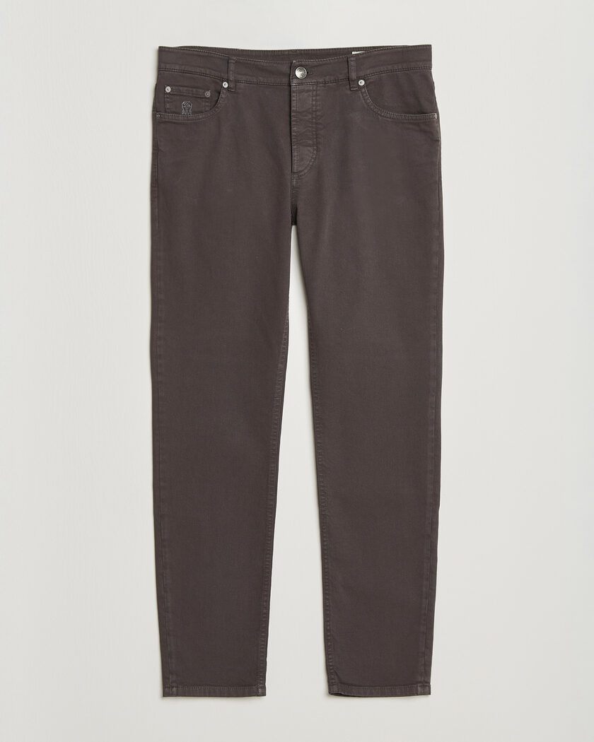 Brunello Cucinelli Slim Fit Bull Denim Pants Dark Brown – Brun
