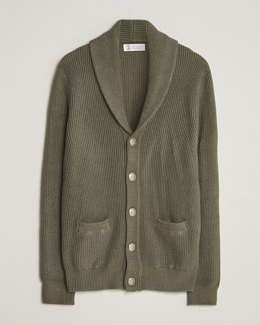 Brunello Cucinelli Shawl Collar Cardigan Forest Green – Grønn