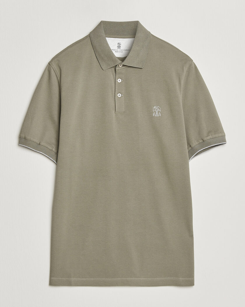 Brunello Cucinelli Short Sleeve Logo Polo Olive – Grønn