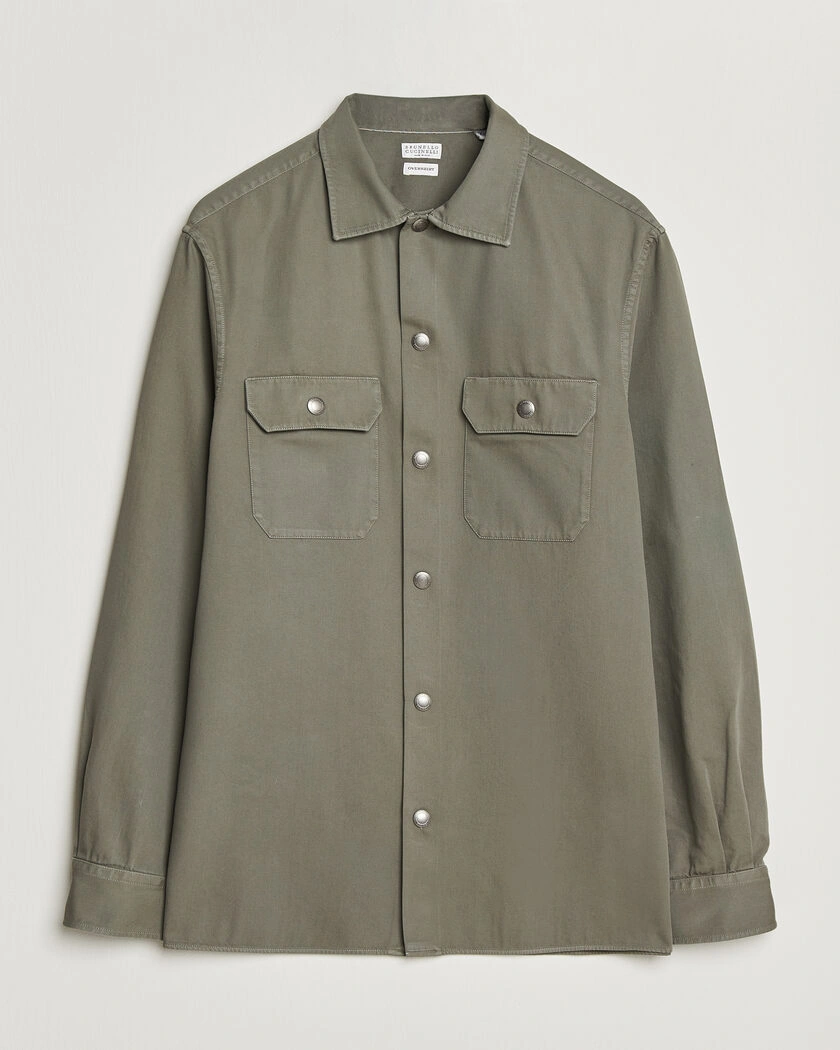 Brunello Cucinelli Twill Cotton Overshirt Olive – Grønn