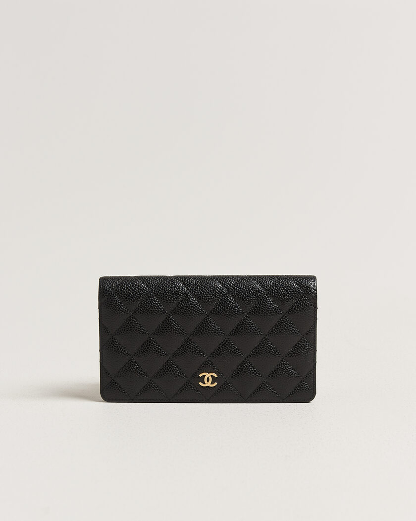  Chanel Pre-Owned Classic Bifold Wallet Caviar Leather Black – Svart