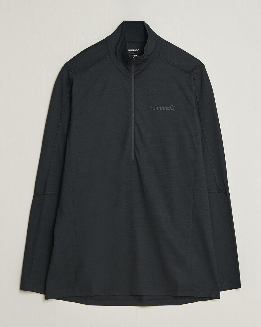 Norrøna Falketind Equalizer Wool Zip Neck Caviar Black – Svart