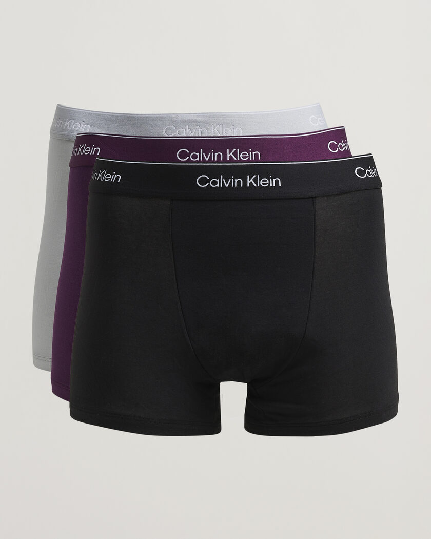 Calvin Klein 3-Pack Icon Cotton Stretch Relaxed Trunk Black/Grey/Purple – Flerfarget