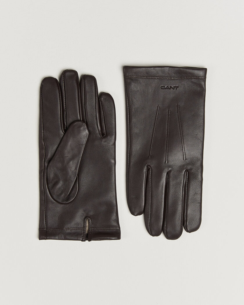Gant Cashmere Lined Leather Glove Deep Brown – Brun