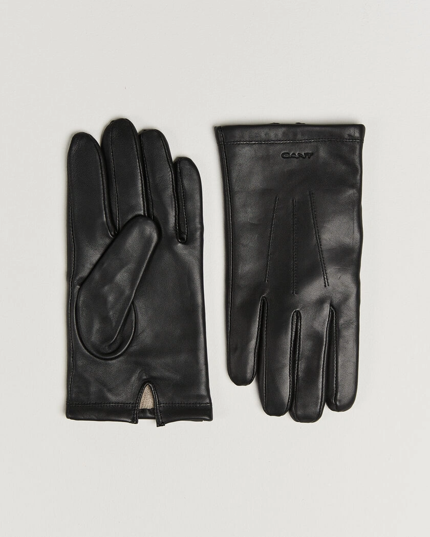 Gant Cashmere Lined Leather Glove Black – Svart