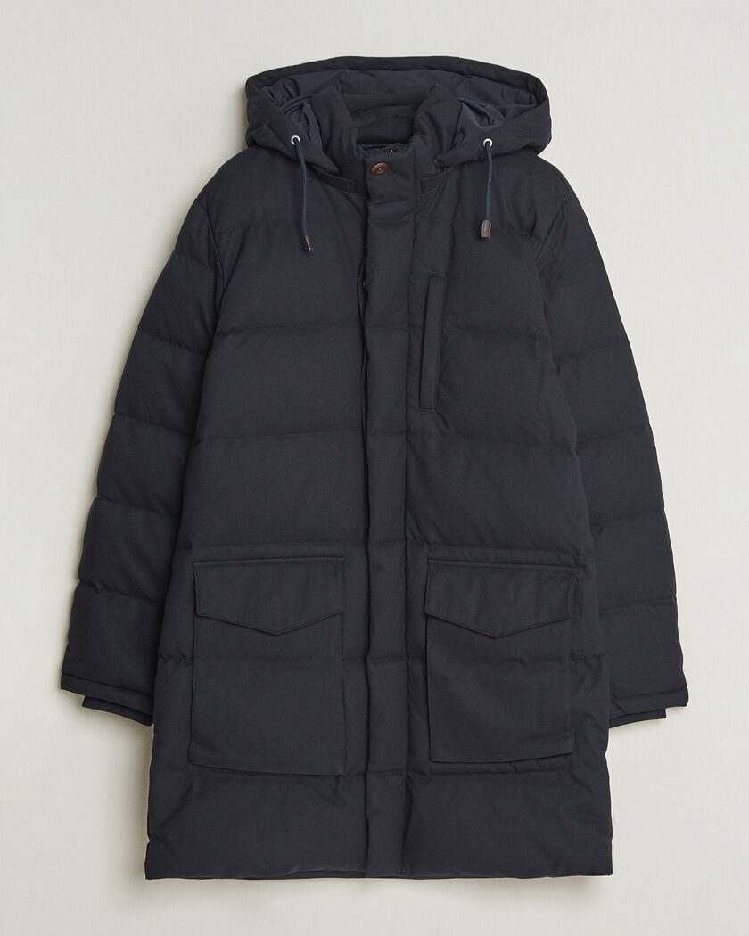 Gant Flannel Down Hooded Parka Evening Blue – Blå