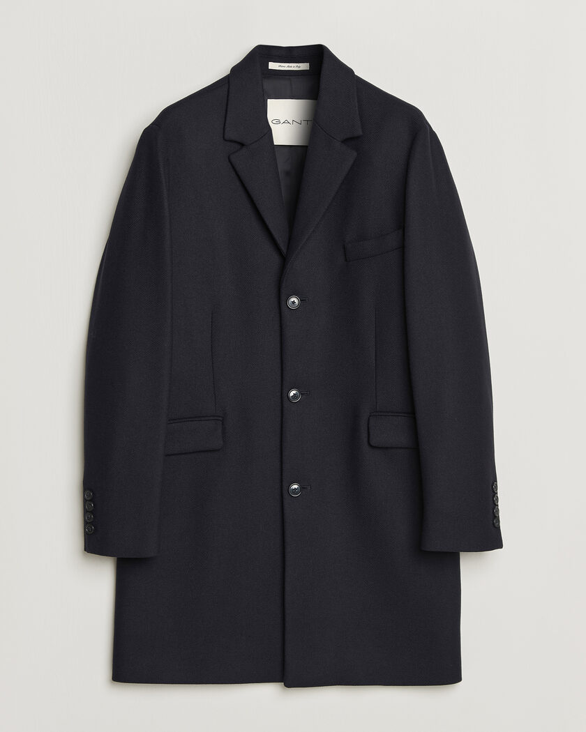 Gant Classic Wool/Cashmere Coat Evening Blue – Blå