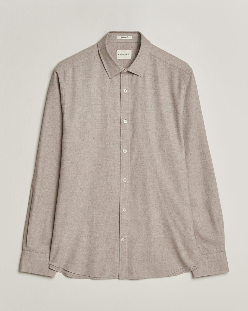 Gant Regular Fit Flannel Shirt Light Brown Melange – Beige