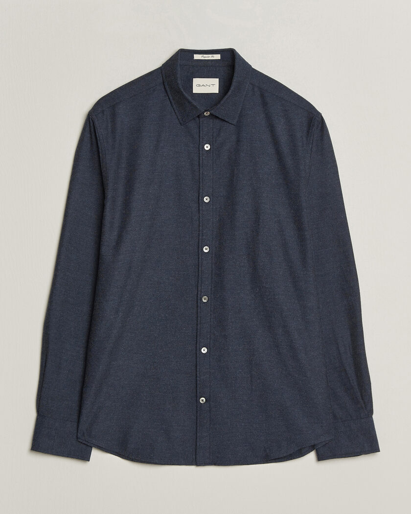 Gant Regular Fit Flannel Shirt Dark Navy Melange – Blå