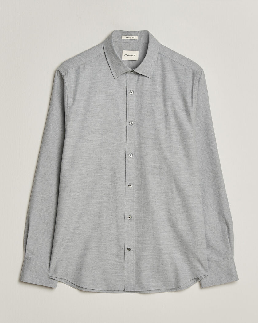 Gant Regular Fit Flannel Shirt Grey Melange – Grå