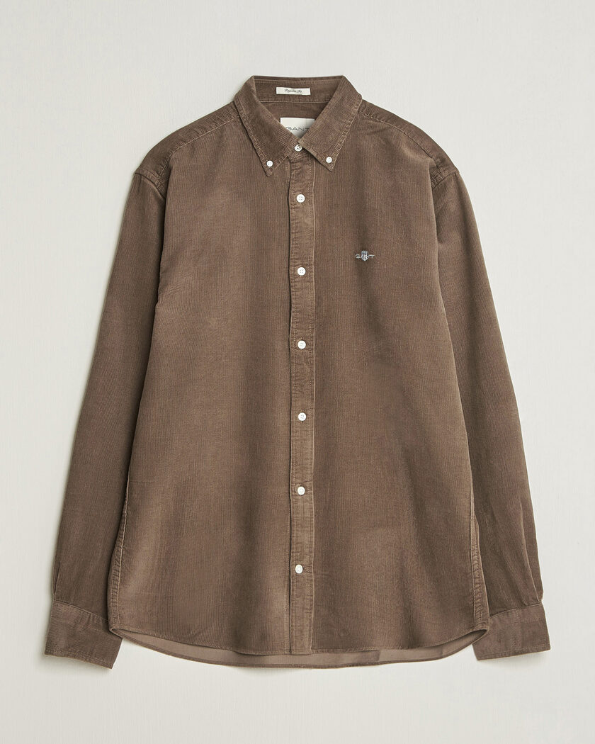 Gant Regular Fit Corduroy Shirt Faded Taupe – Brun