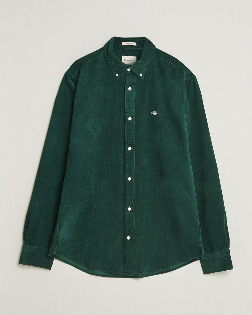 Gant Regular Fit Corduroy Shirt Tartan Green – Grønn