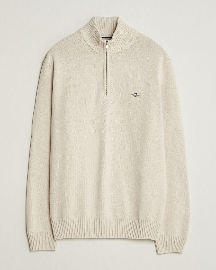Gant Casual Cotton Half Zip Seed Melange – Beige