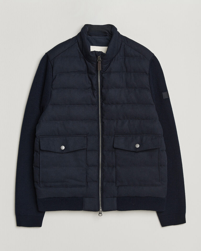 Gant Padded Hybrid Flannel Jacket Evening Blue – Blå