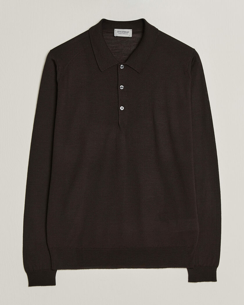 John Smedley Belper Extra Fine Merino Polo Pullover Faulkner Brown – Brun