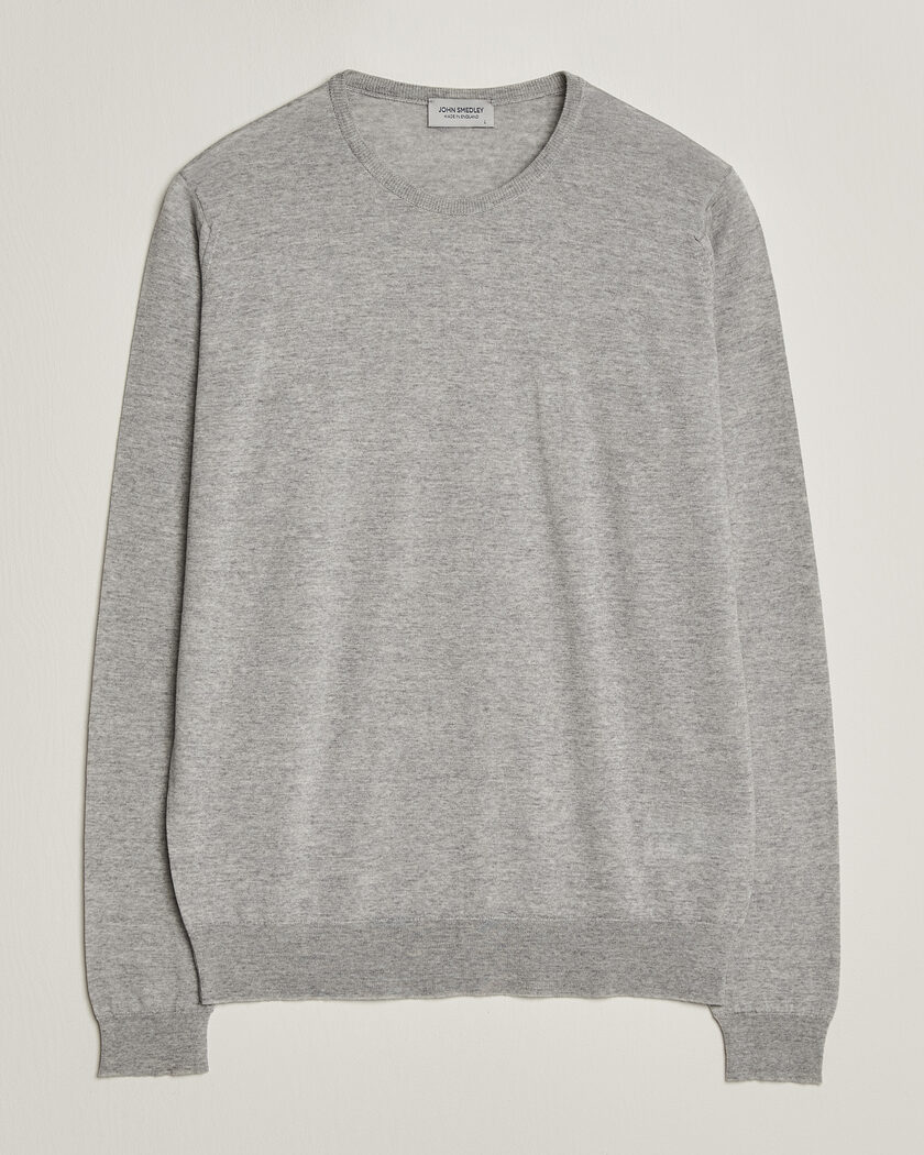 John Smedley Lundy Extra Fine Merino Crew Neck Nimbus Grey – Grå