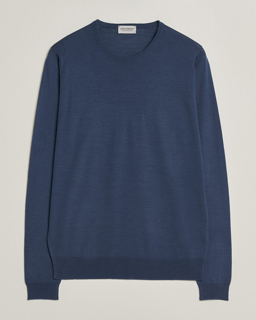 John Smedley Lundy Extra Fine Merino Crew Neck Teal Firth – Blå
