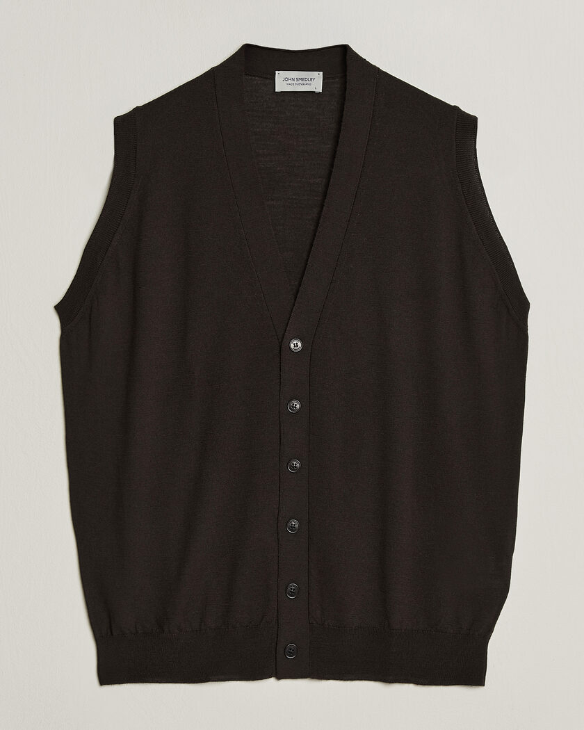 John Smedley Bolton Extra Fine Merino Waistcoat Faulkner Brown – Brun
