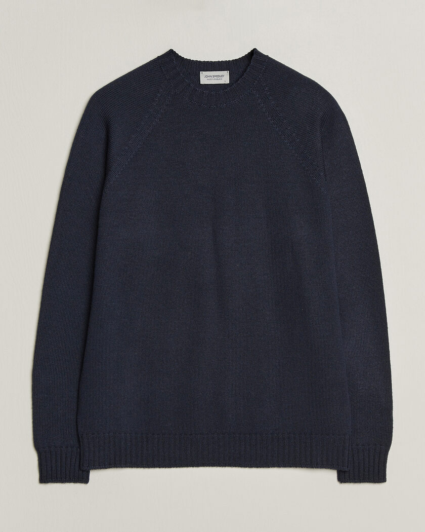 John Smedley Denver Extra Fine Merino Crew Neck Midnight – Blå