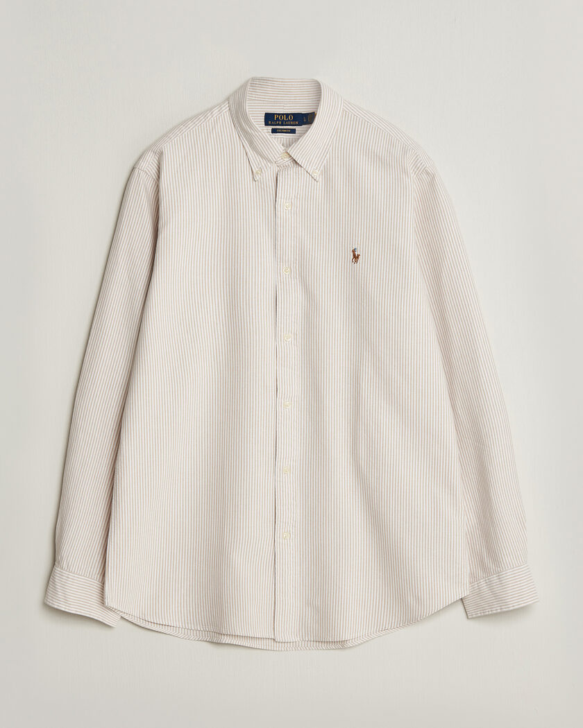 Polo Ralph Lauren Custom Fit Striped Oxford Shirt Camel/White – Beige