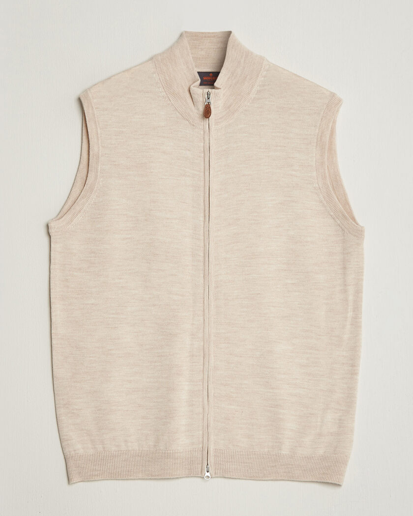 Morris Merino Zip Vest Off White – Hvit