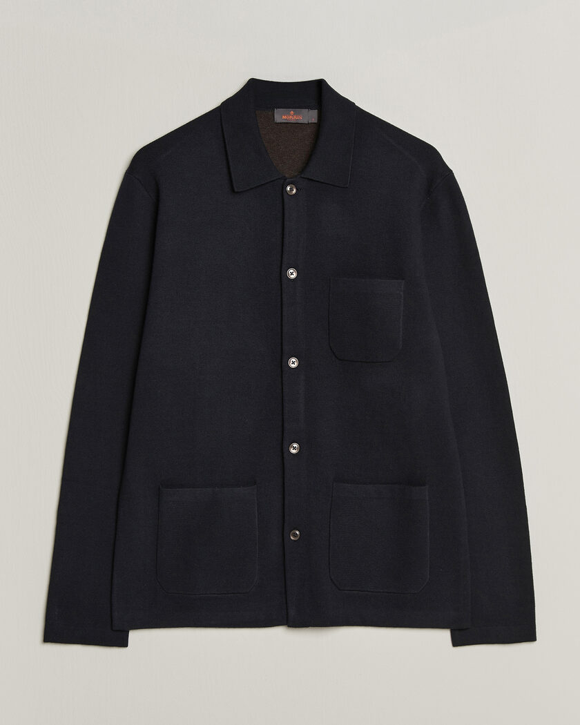 Morris Dudley Knitted Overshirt Navy – Blå