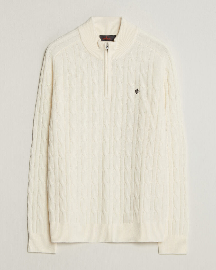 Morris Hertford Cable Half Zip Off White – Hvit