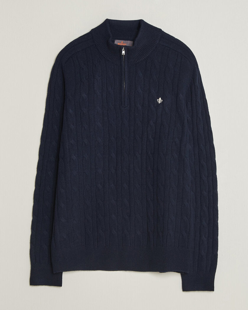 Morris Hertford Cable Half Zip Navy – Blå