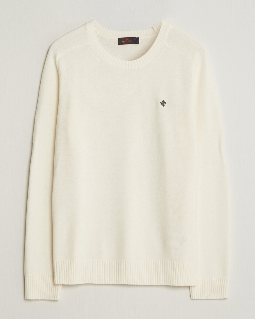 Morris Hertford Lambswool Crew Neck Off White – Hvit