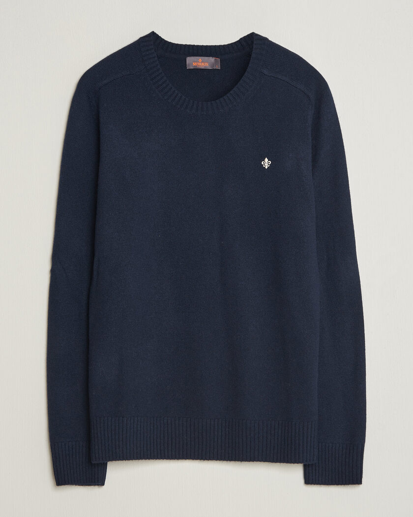 Morris Hertford Lambswool Crew Neck Navy – Blå