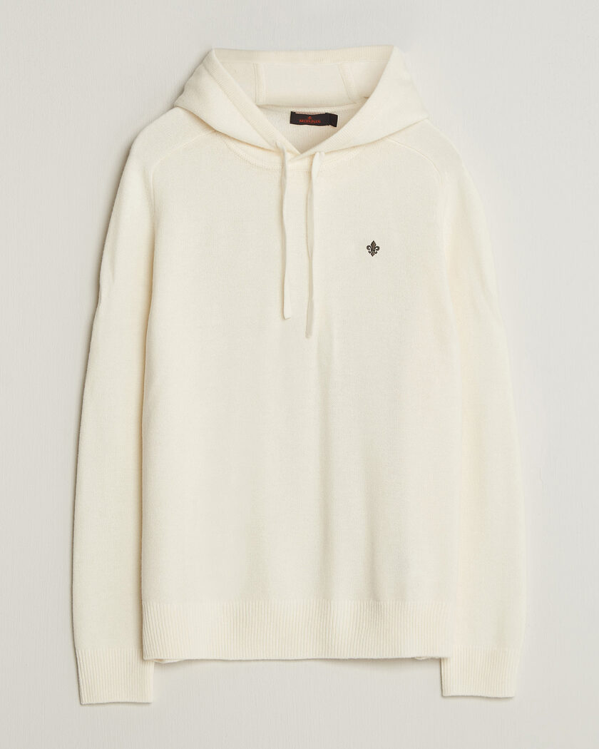 Morris Hertford Lambswool Hoodie Off White – Hvit